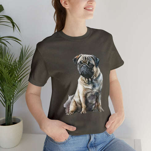 Loving Pug in Watercolor - Short Sleeve Tee